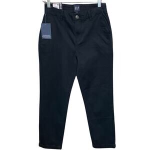 Gap Classic Twill Pant Women’s Size 2 True Black Elastic Back Waist Cuffed NEW